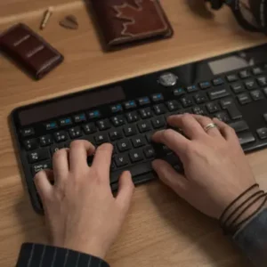 Mains tapant sur un clavier pour un service de rédaction web SEO
