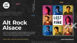 Design de logo et création d'identité visuelle pour un groupe de rock alsacien par Laura Maschio sur un autocollant