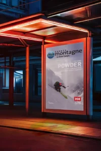 Design de campagne publicitaire pour abribus pour Espace Montagne et Helly Hansen par Laura Maschio